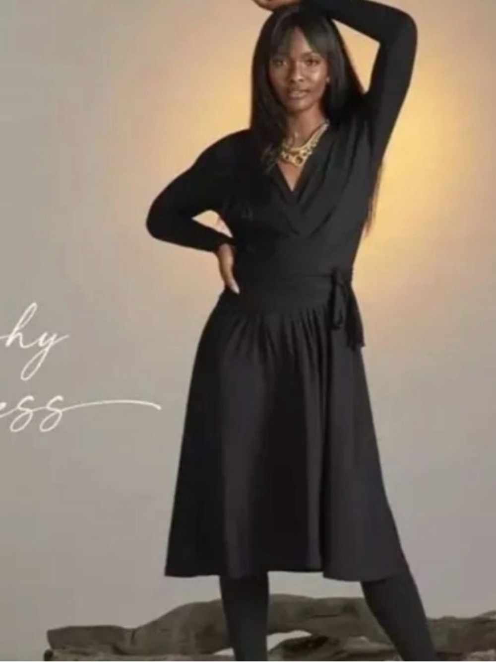 Cabi Dishy dress #4263 faux  Wrap Midi Dress with Tie Waist - Women's Dress